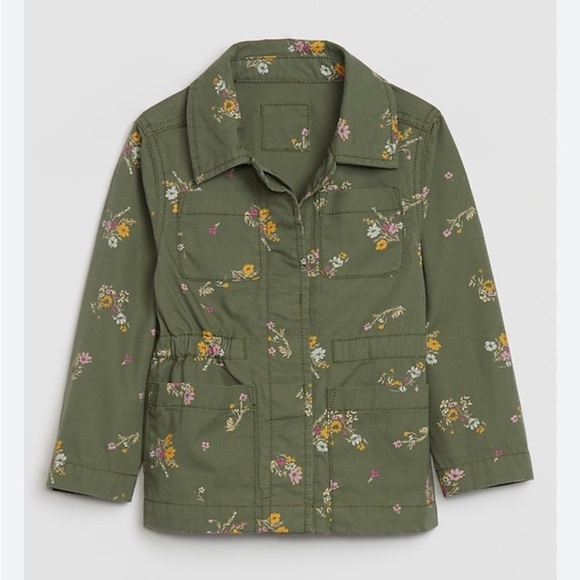GAP Cute Fall Floral Utility Jacket 2 years - Picture 1 of 6